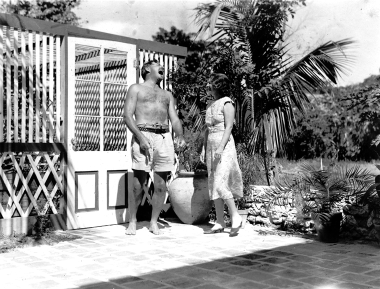 EH 5702P not dated Ernest and Pauline Hemingway at the Hemingway's Key West home. Photograph in the Ernest Hemingway Photograph Collection, John F. Kennedy Presidential Library and Museum, Boston.